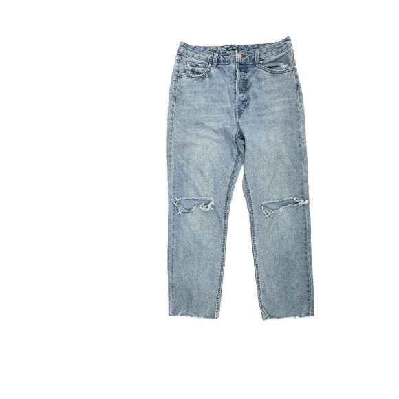 Wild Fable High Rise Slim Straight Distressed Button Fly Women size 12 Blue Jean - Picture 1 of 5